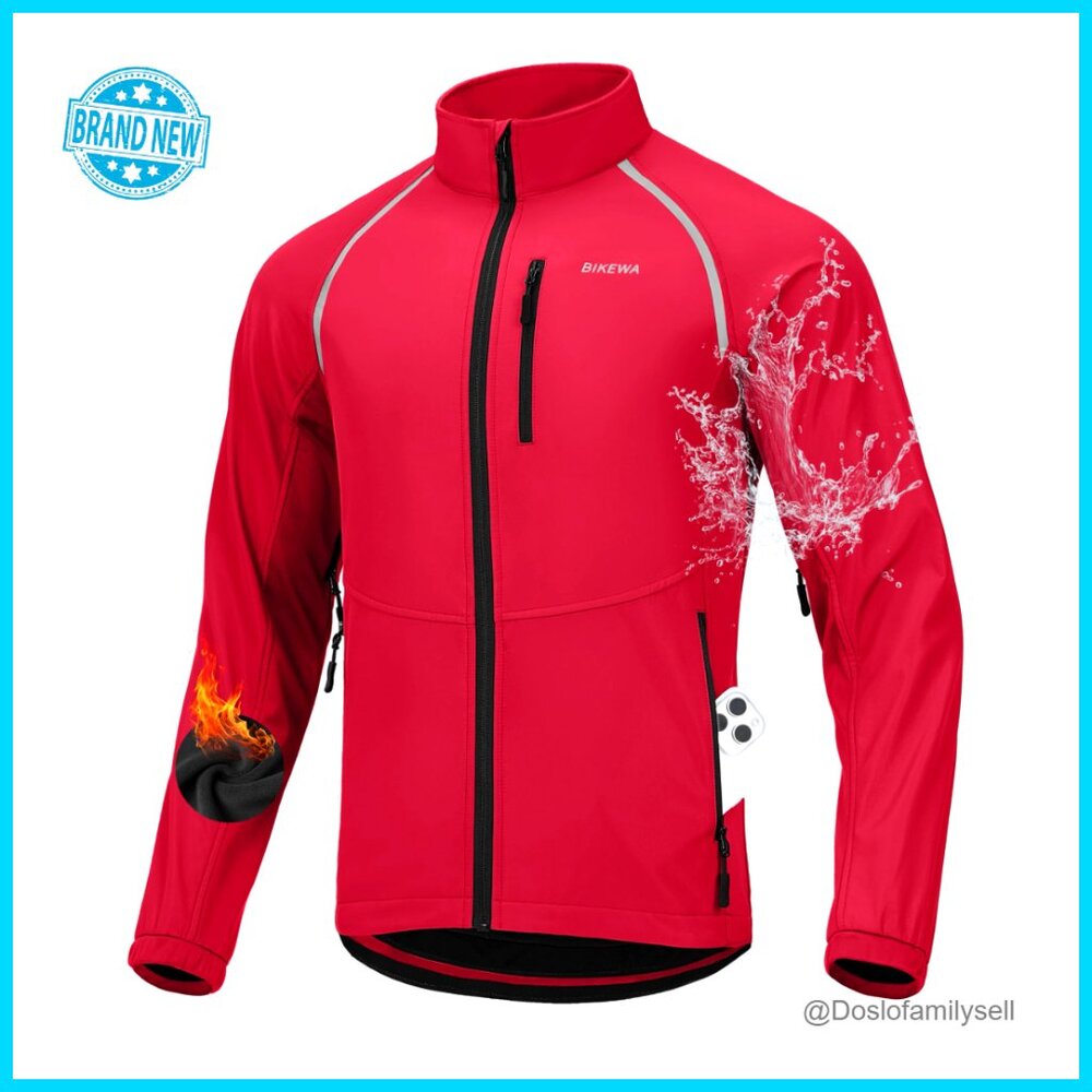 Men's Winter Cycling Jacket Thermal Windproof Water Resistant Running Activewear